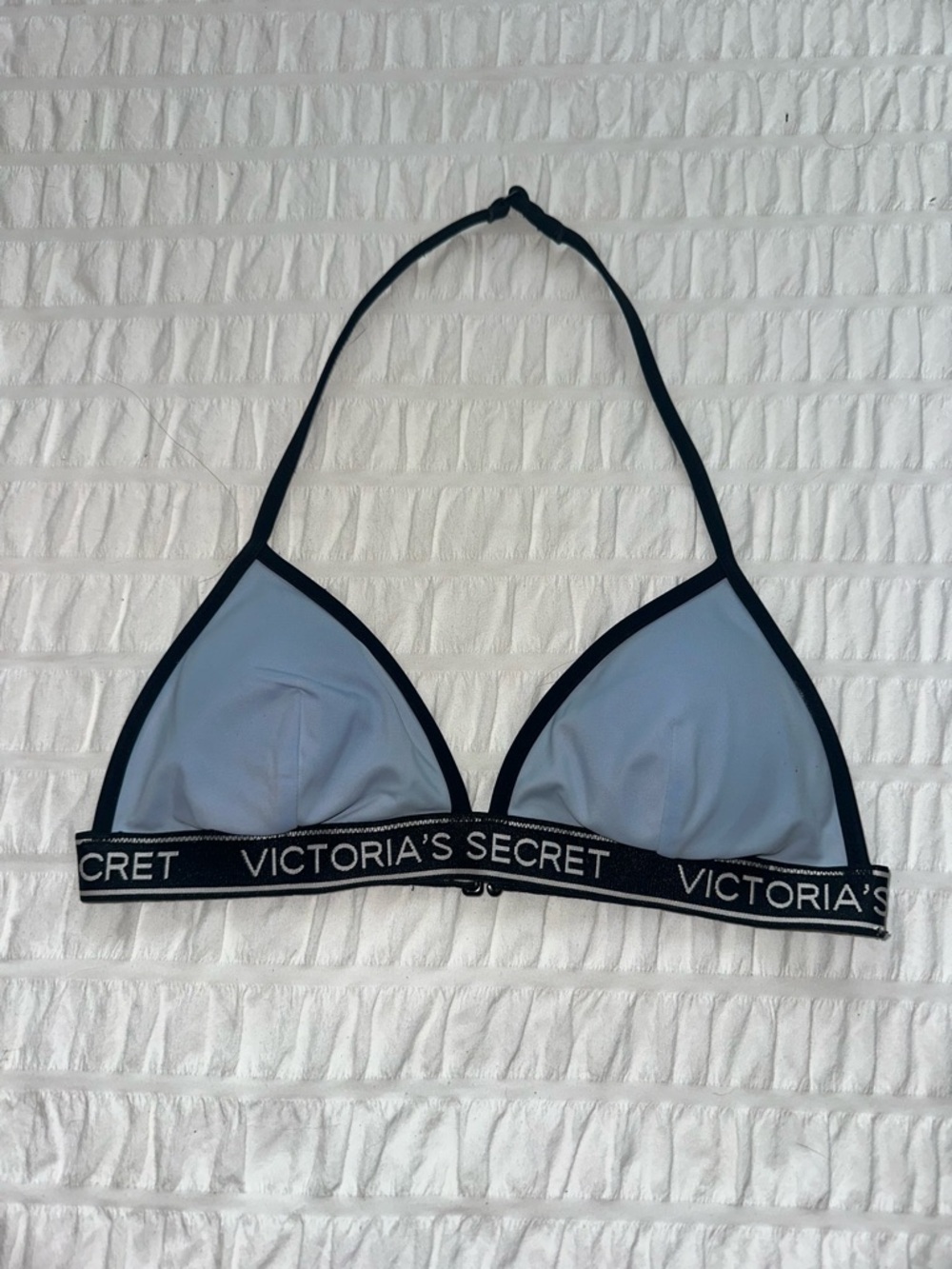 Victoria's Secret Blue & Black Halter Triangle Bikini Top